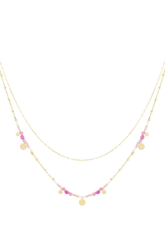 Halskette mit rosa Anhängern - Goldfarben