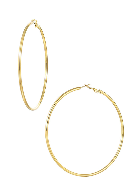 Einfache schmale Creolen – Goldfarbe - Goldfarbefarbe