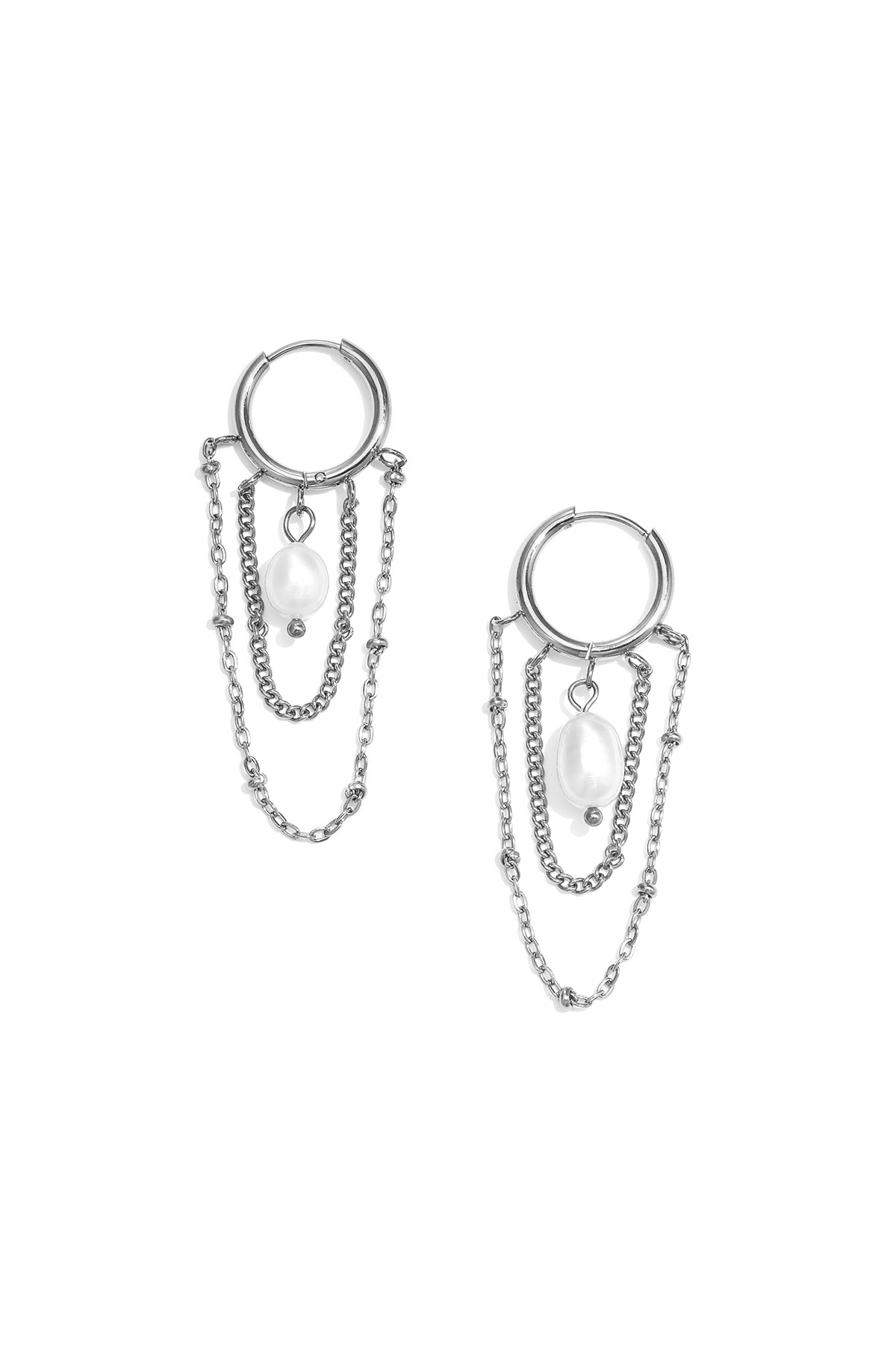Ohrhänger aus Edelstahl, Kette, schlichte Alltags-Serie, Damenschmuck