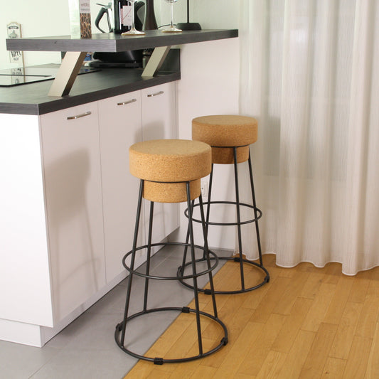 verKORKst Premium Barhocker aus Kork und Metall Individualisierbar Stopper Hocker Bar Stool