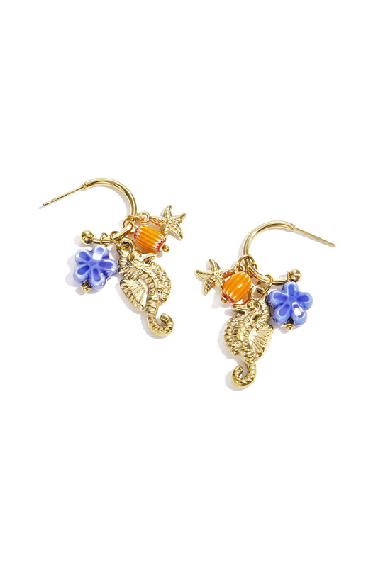 Seepferdchen-Ohrringe mit Anhängern