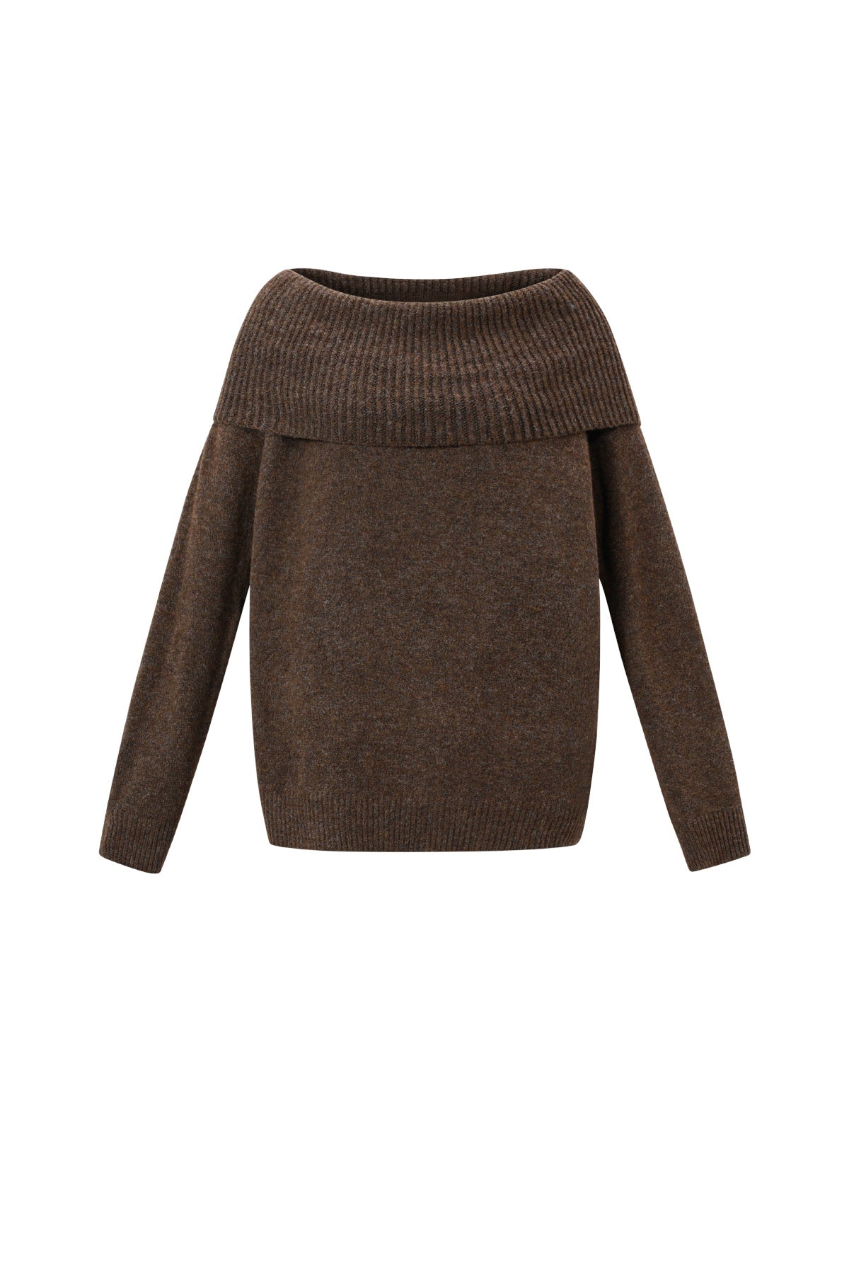 Gestrickte Polyesterfaser Damen-Off-Shoulder-Pullover Elegant Einfarbig