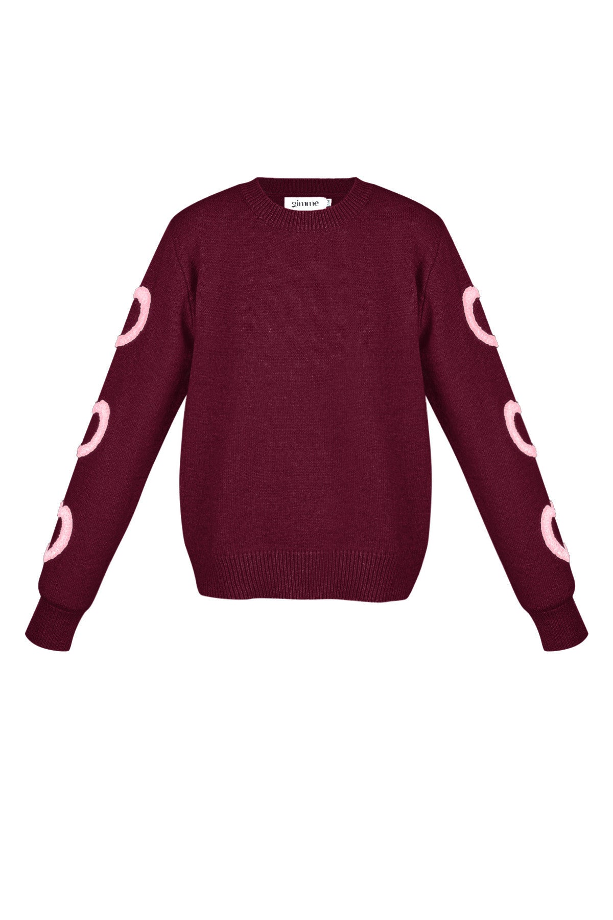 Gestrickter Wollmischungs Damen Rundhals Pullover Herz-Muster Design