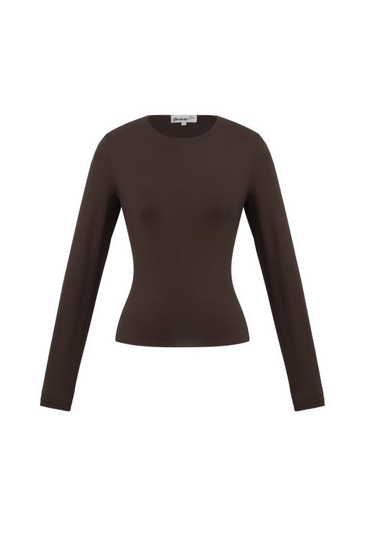 Strick-Nylon Damen Langarm-Oberteil Basic Einfarbig