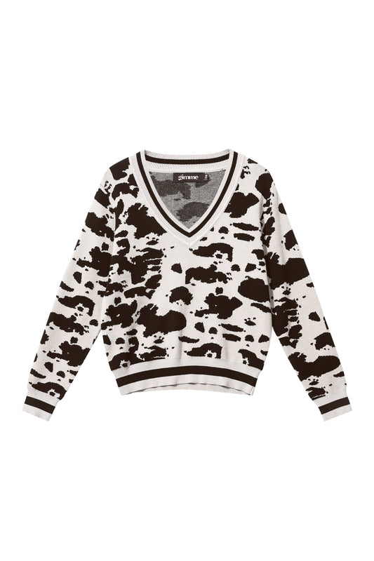 Strickware (einschließlich Häkel- und Wollstoffe) Leopardenmuster Damen V-Ausschnitt Pullover Herbst/Winter Casual