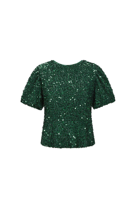 pailletten-damen-kurzarm-oberteil-gewebt-elegant-front-view