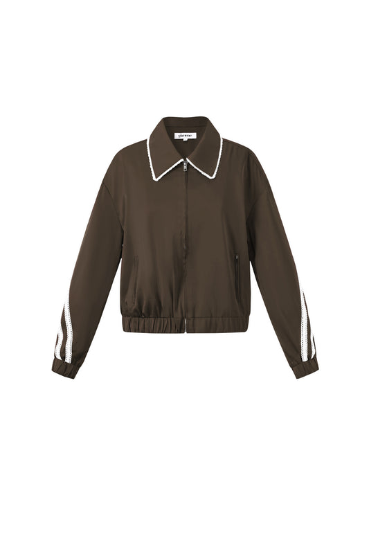 Gewebte Polyesterfaser Damenjacke Sportlich Farbkontrast 2-teiliges Set