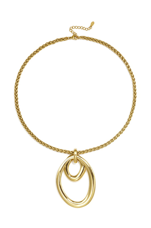 Halsketten mit Anhänger aus Edelstahl, Kreis, Lässig, Alltag, Schlichte Serie, Damenschmuck