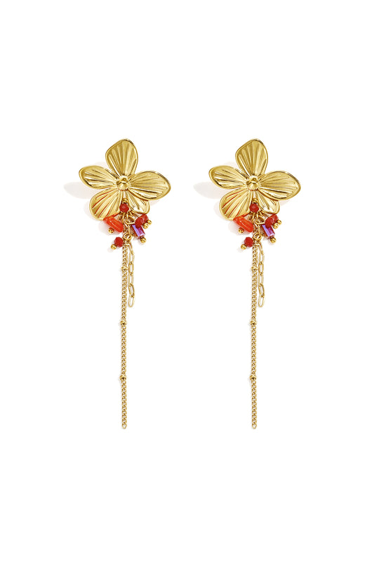 Ohrhänger aus Edelstahl, schlichte Blumenform, Alltagsschmuck, Damenschmuck