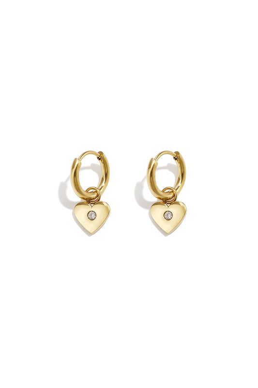 Ohrhänger aus 14-karätig vergoldetem Edelstahl, Herzform, schlichte Alltags-Serie, Damenschmuck