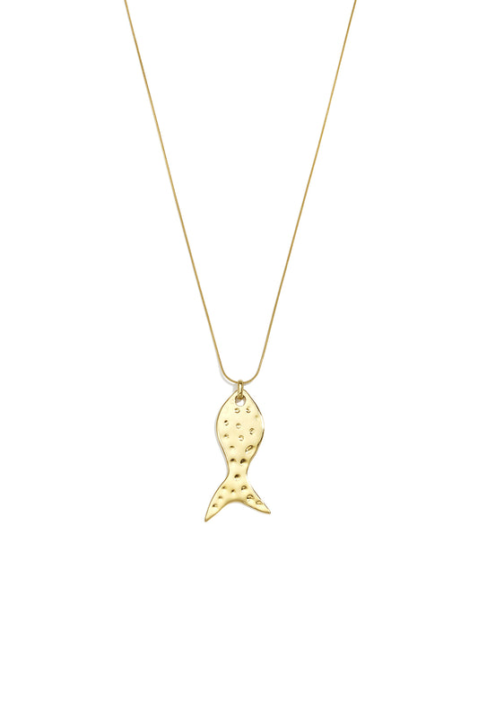 Lange Halskette aus Edelstahl, Fischmotiv, lässig-schlichte Serie, Damenschmuck