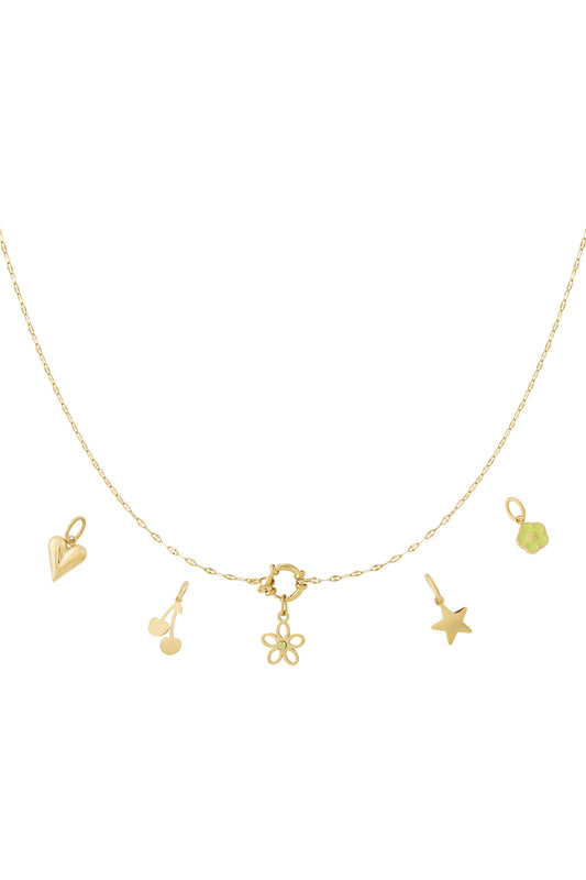 Detaillierte DIY Halskette mit Blumenanhängern für Damen in eleganter Frontansicht.