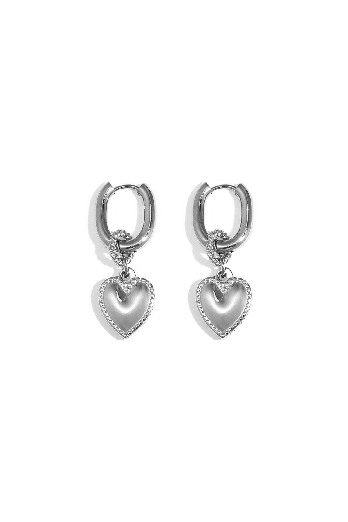 Herzförmige Ohrhänger aus Edelstahl, schlichte Serie, Damenschmuck