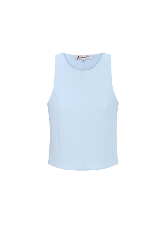 nylon-damen-aermelloses-oberteil-basic-einfarbig-frontansicht