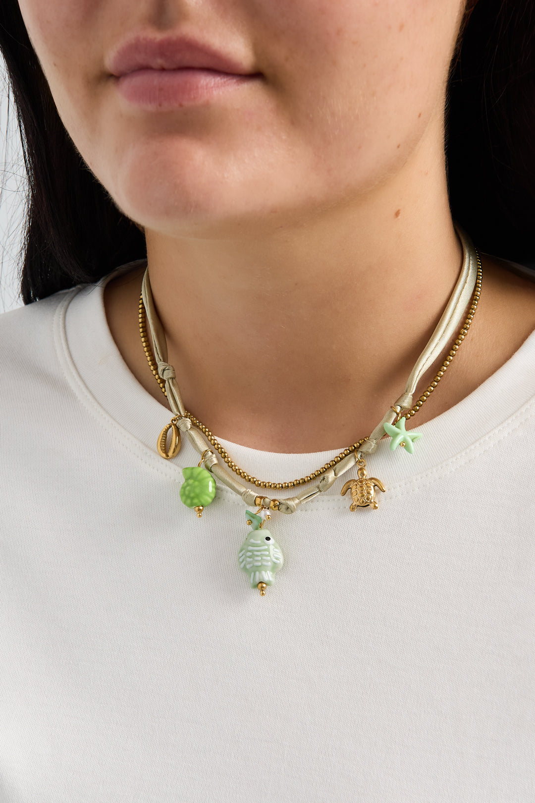 Geflochtene Halsketten aus Polyester, Fischmotiv, Urlaubs-/Strand-Romantik-Serie, Damenschmuck