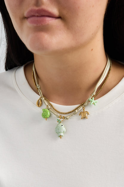 Geflochtene Halsketten aus Polyester, Fischmotiv, Urlaubs-/Strand-Romantik-Serie, Damenschmuck