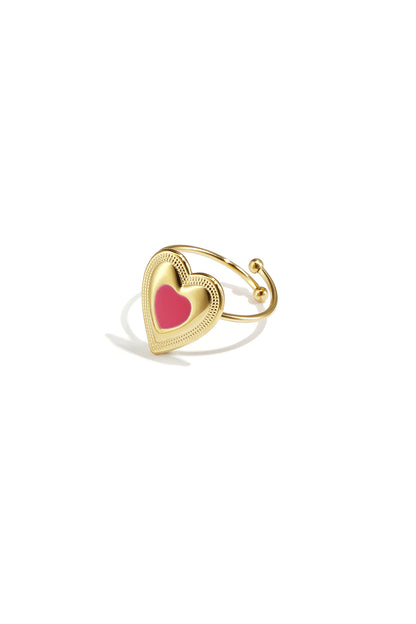 Verstellbarer Statement-Ring mit farbigem Herz