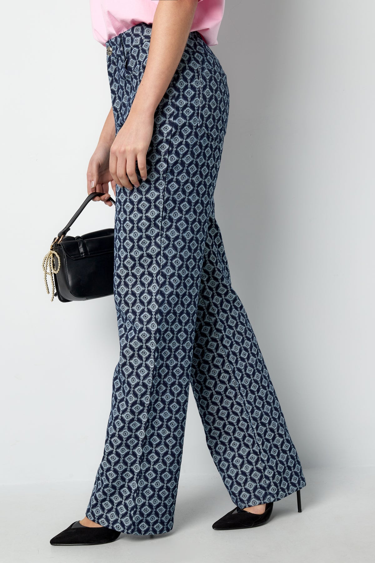 Cotton Woven Damen Gerade Hose Geometrisches Muster