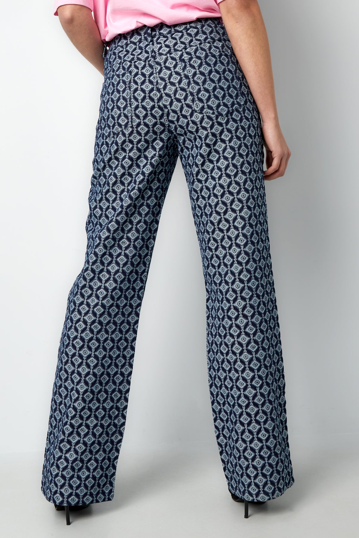 Cotton Woven Damen Gerade Hose Geometrisches Muster