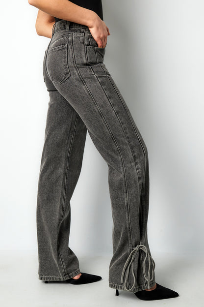 Baumwolle Gewebte Damen Gerade Jeans Casual Knotendetail