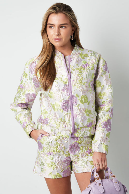 Polyester Damen Kurze Jacke Blumenmuster Sportlich