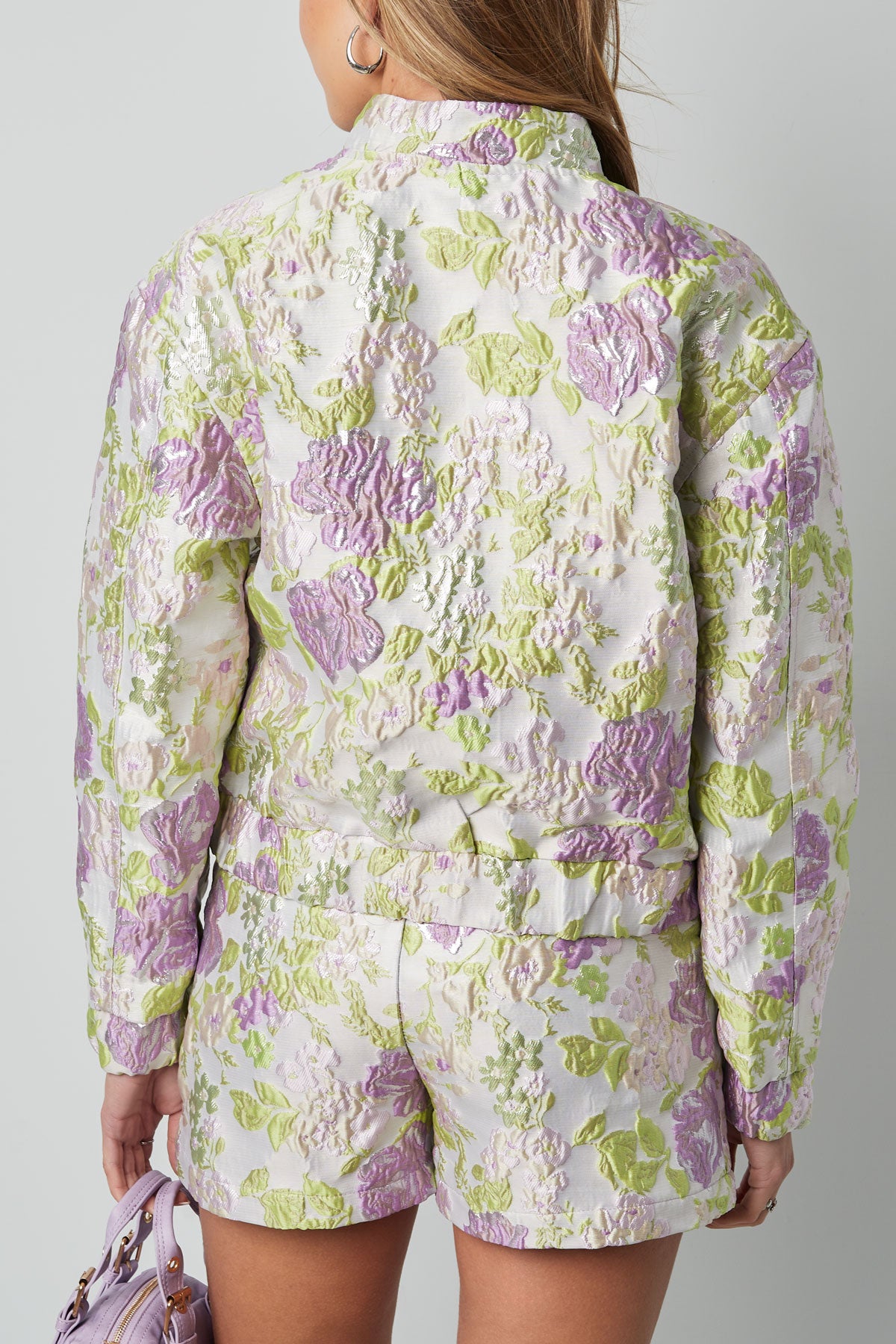 Polyester Damen Kurze Jacke Blumenmuster Sportlich