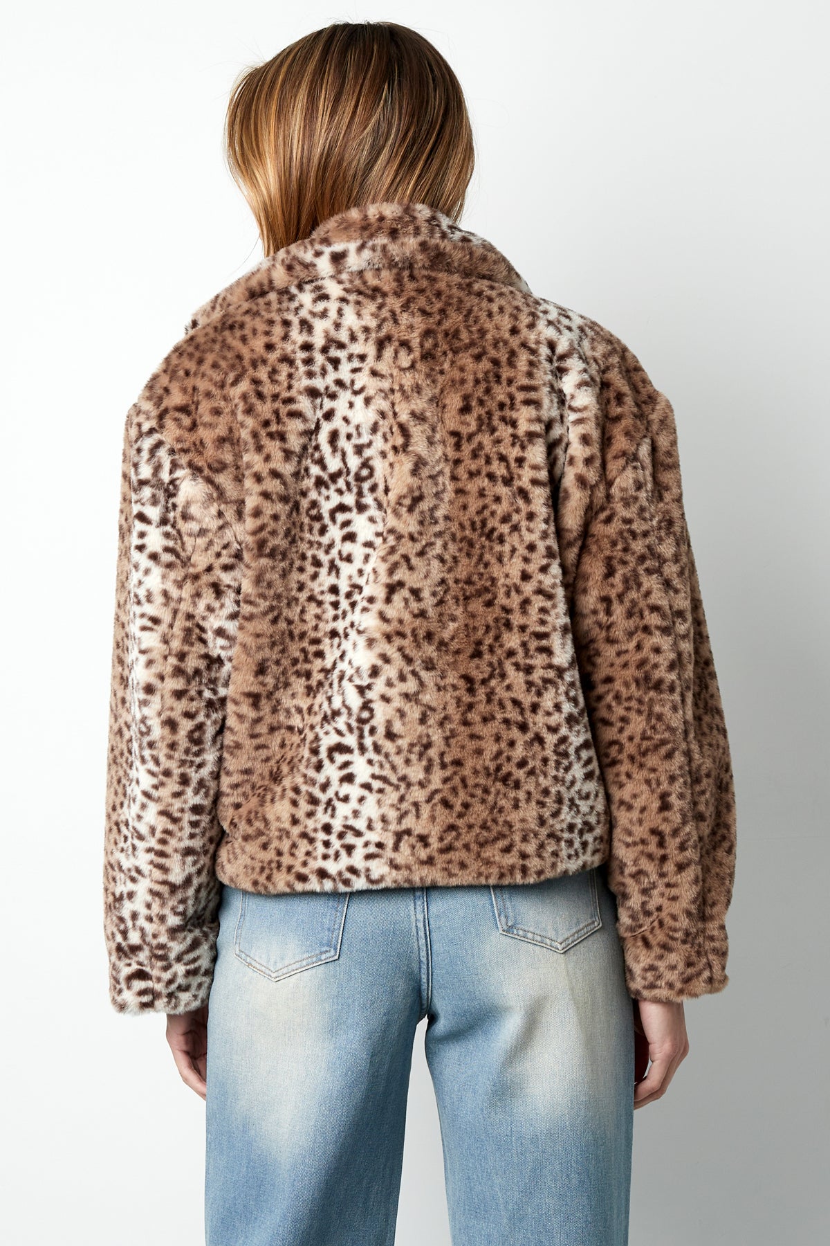 Polyester Kunstfell Damenjacke Leopardenmuster Wärmend und Gemütlich