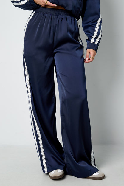 Gewebte Polyesterfaser Damen Gerade Hose Sportlich Farbkontrast