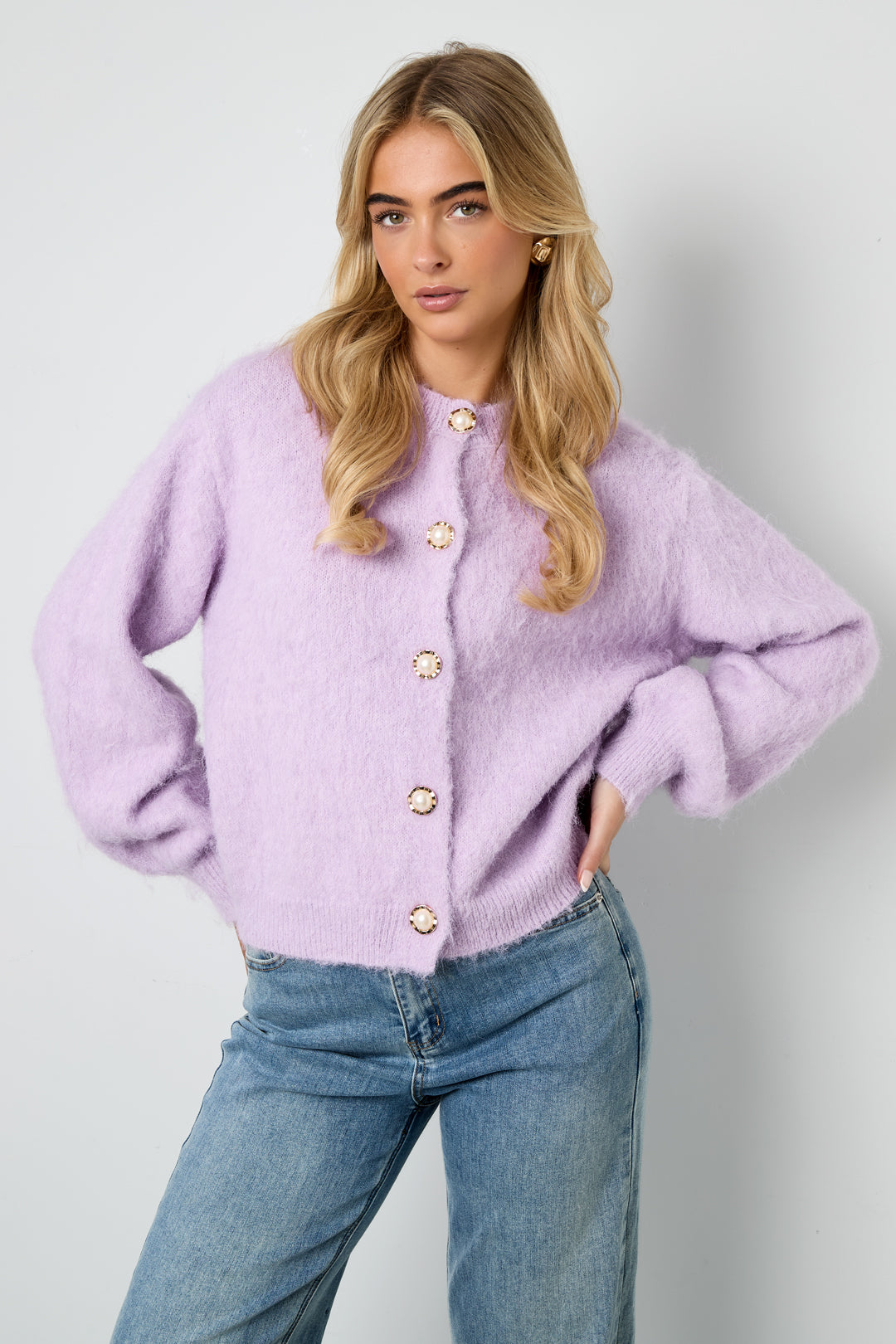Gestrickte Polyesterfaser Damen Strickjacke Casual Einfarbig