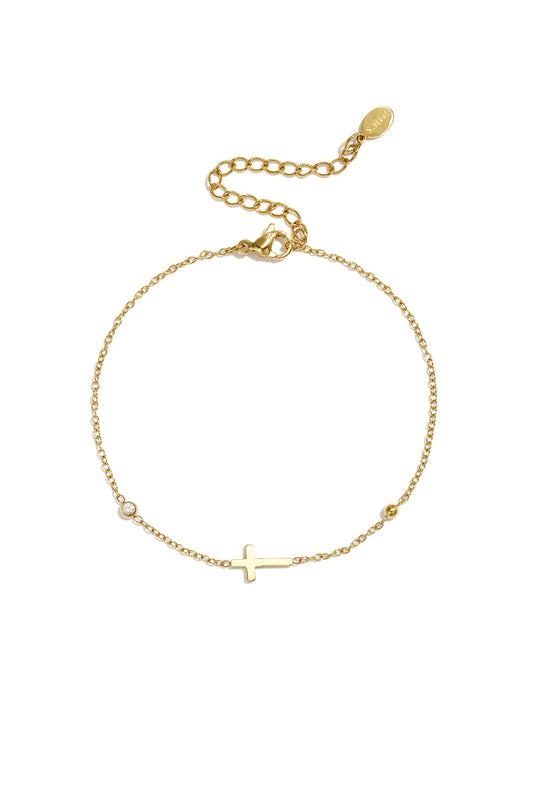 Edelstahl-Charm-Armbänder, Kreuz, schlichte Serie, Damenschmuck
