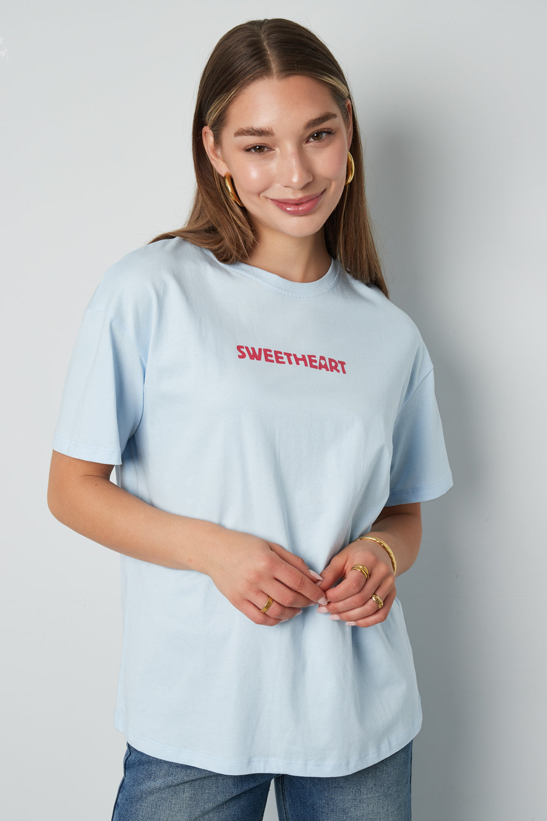Strick Damen T-Shirt Casual Letters