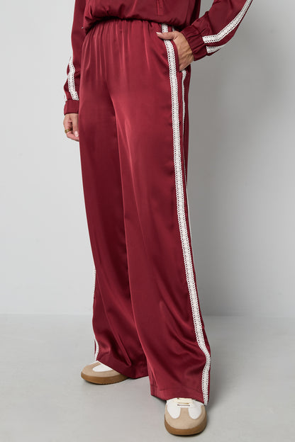 Gewebte Polyesterfaser Damen Gerade Hose Sportlich Farbkontrast