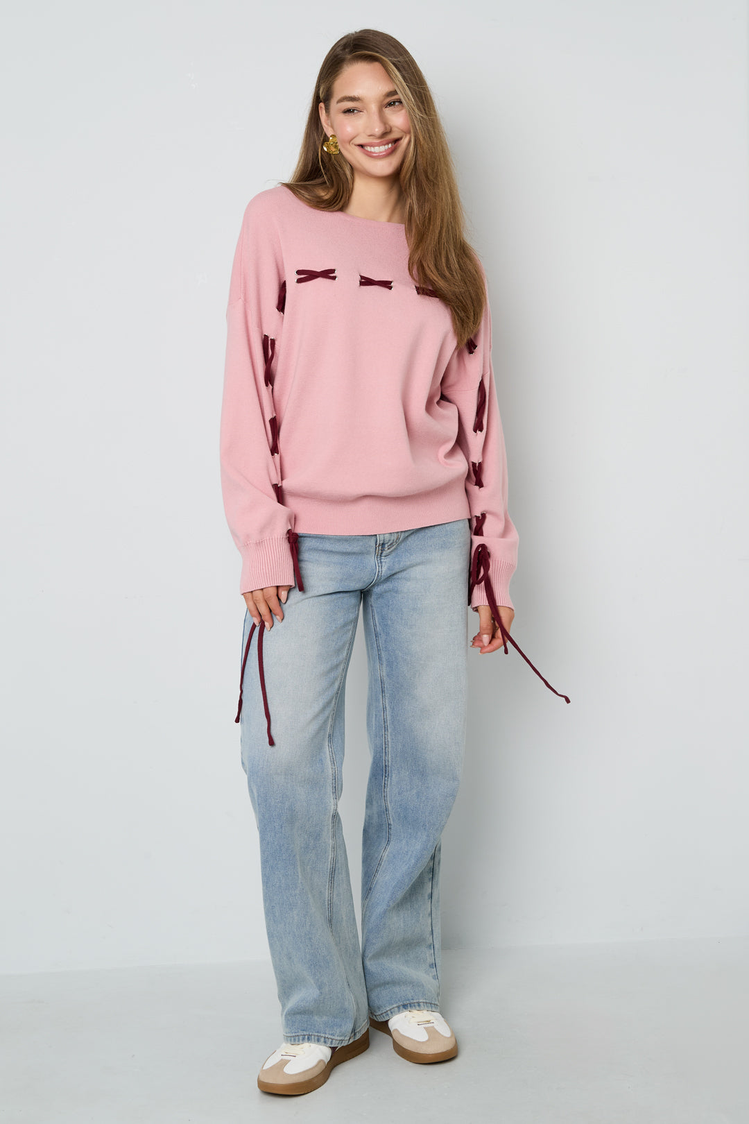 Gestrickte Viskose Damen Pullover Casual Farbkontrast