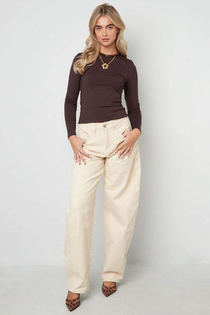 Strick-Nylon Damen Langarm-Oberteil Basic Einfarbig