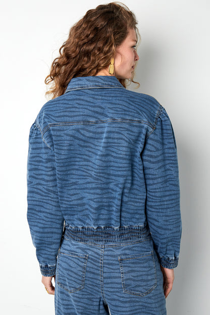 Denim Damenjacke Kurz Tiger-Stripe-Muster