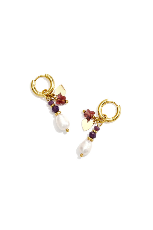 Herzförmige Ohrringe aus Edelstahlperlen, schlichte Alltags-Serie, Damenschmuck