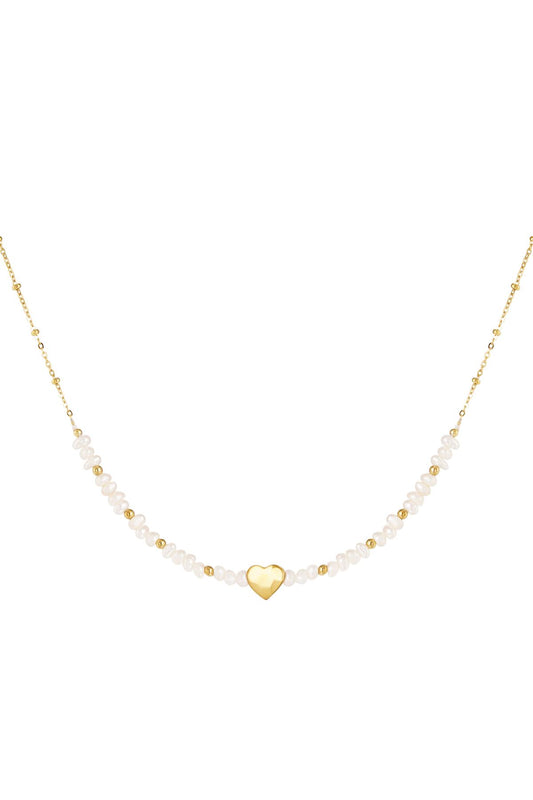 Halskette schöne Perle Goldfarbe Edelstahl