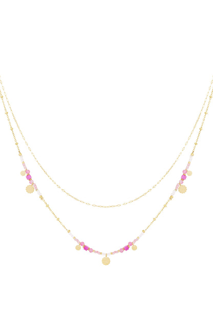 Halskette mit rosa Anhängern - Goldfarben