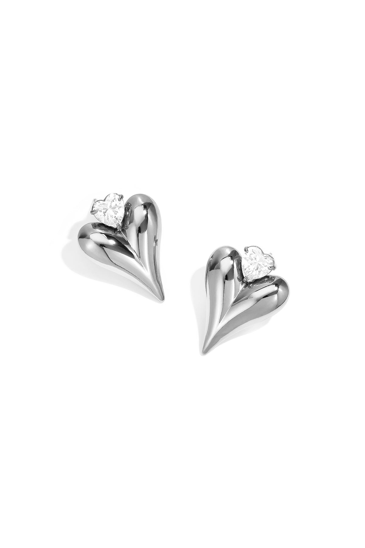 Edelstahl-Ohrstecker, Herz, schlicht, Alltags-Serie, Damenschmuck