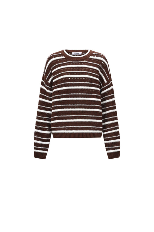 Gestrickte Polyesterfaser Damen Strickpullover Casual Streifen