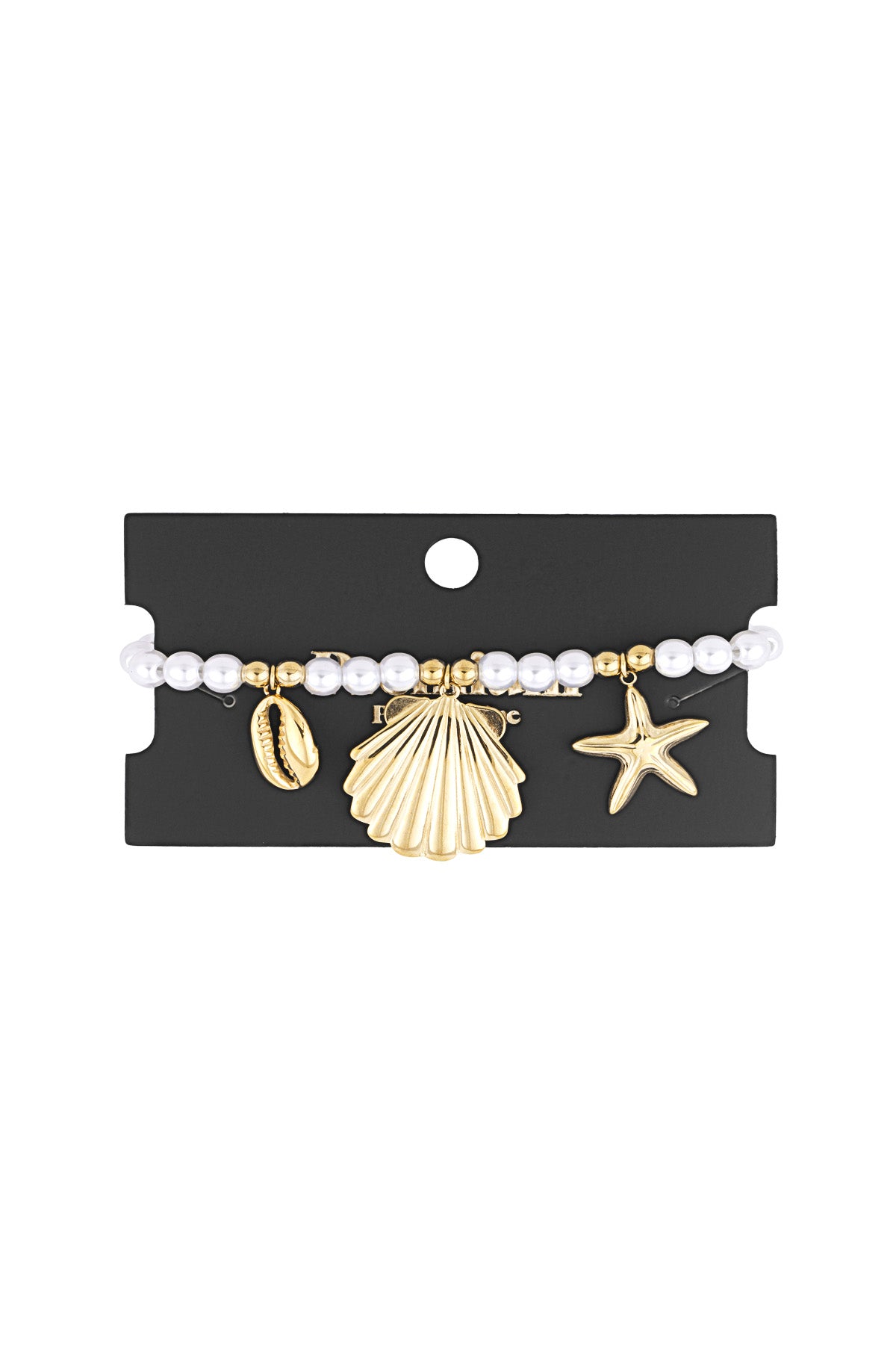 Perlenarmband mit Meeresanhängern - Goldfarben