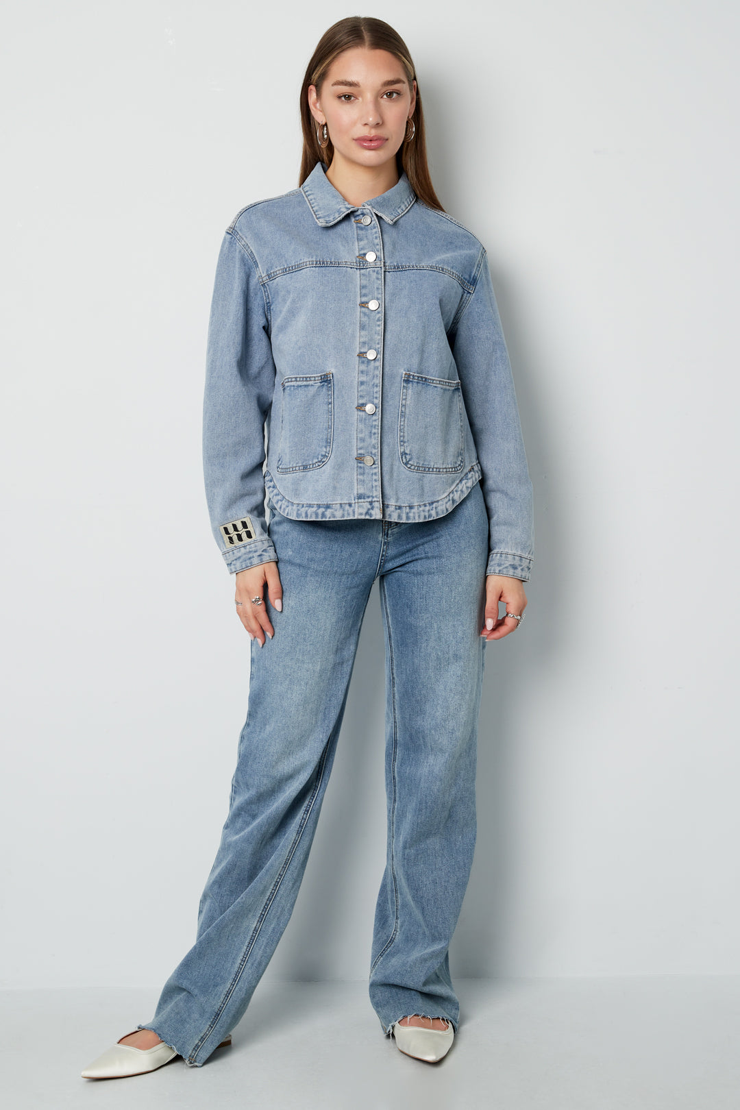 Denim Damenjacke Classic Fit mit Markenlogo Patch