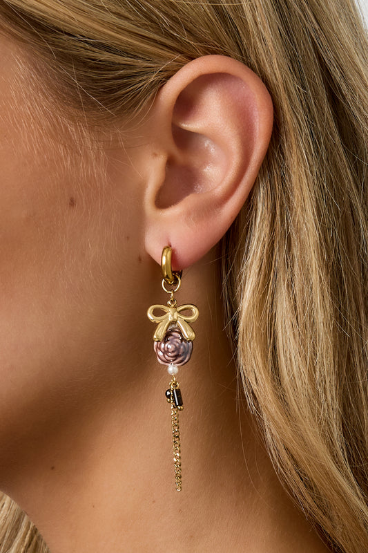 Edelstahl Tropfen Ohrringe Blume Casual Täglich Einfache Serie frauen schmuck