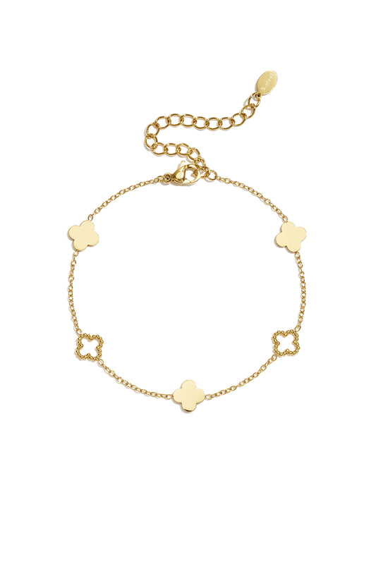 Charm-Armbänder aus 14-karätig vergoldetem Edelstahl, Clover Simple Daily Simple Serie, Damenschmuck