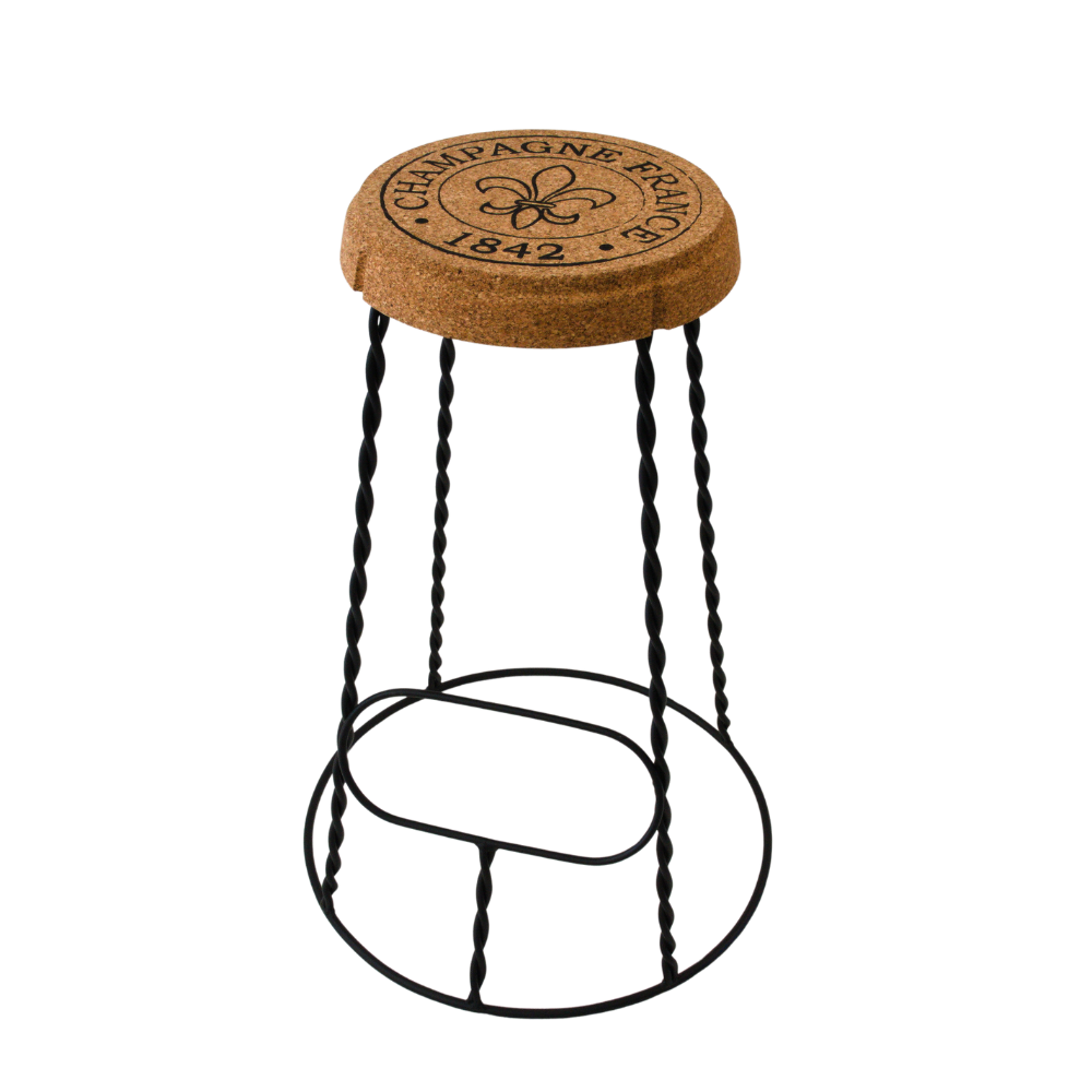 verKORKst Premium Champagner Barhocker aus Kork und Metall  Individualisierbar  stapelbar  Muselet Design  Bar Stool  Made in Portugal