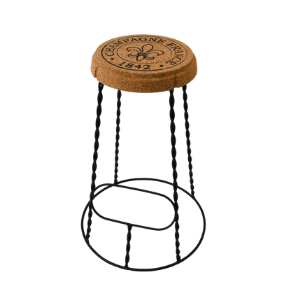 verKORKst Premium Champagner Barhocker aus Kork und Metall  Individualisierbar  stapelbar  Muselet Design  Bar Stool  Made in Portugal