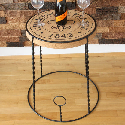 verKORKst Premium Champagner Hocker und Champagner Tisch aus Kork und Metall  Individualisierbar  Stapelbar Bar Stool und Bar Table Muselet Design Vintage Barhocker und Bartisch