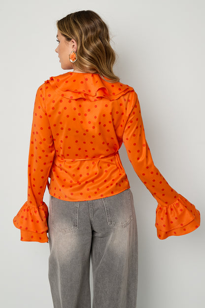 Rüschenbluse mit Polka Dots