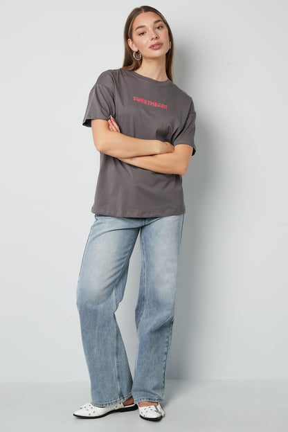 Strick Damen T-Shirt Casual Letters