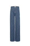 Gewebte Baumwolle Damen Gerade Hose Casual Streifen